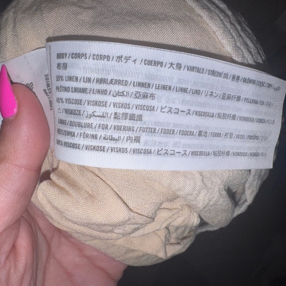 Abercrombie & Fitch Linen-Blend Tie-Front Vest oatmeal heather tan size medium - Picture 11 of 11